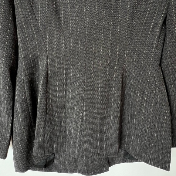 Donna Karan Wool Blend Double Breasted Tailored Stripe Blazer - Picture 6 of 10